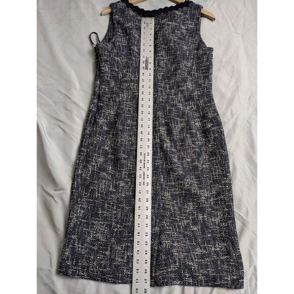 Talbots Dress Blue Tweed Sheath Sleeveless Cotton Blend Womens Size 10 - Picture 6 of 9